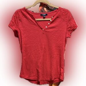 Chaps Scarlet Lace Accent Tee